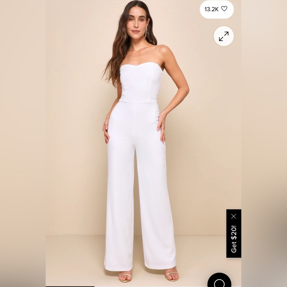Lulu's Chic White Strapless Jumpsuit